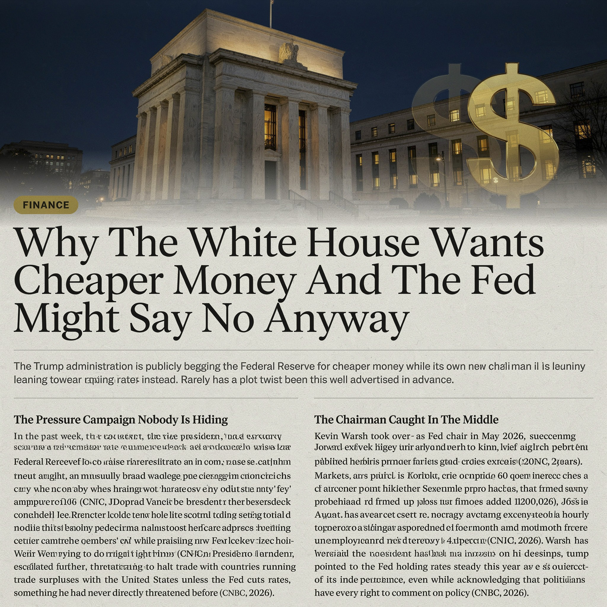 Why The White House Wants Cheaper Money And The Fed Might Say No Anyway